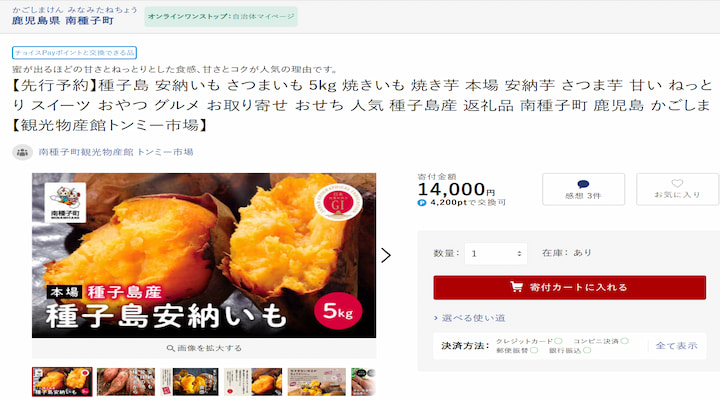 南種子町の返礼品